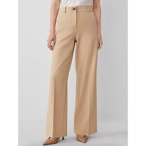 Ann Taylor Perfect Wide Leg Pant Tan Quiet Luxury Polished Career Size 12P